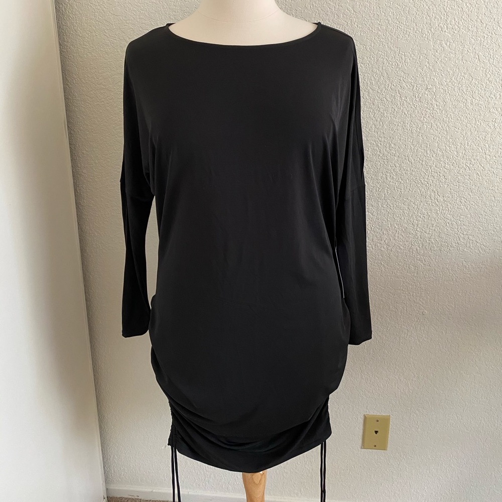 Black stretchy tie up dress
